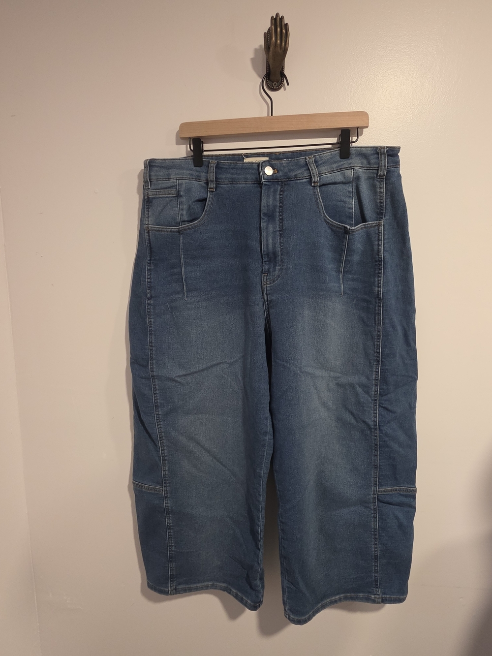 Pilcro Wide-Leg Flare Jeans in Medium Blue